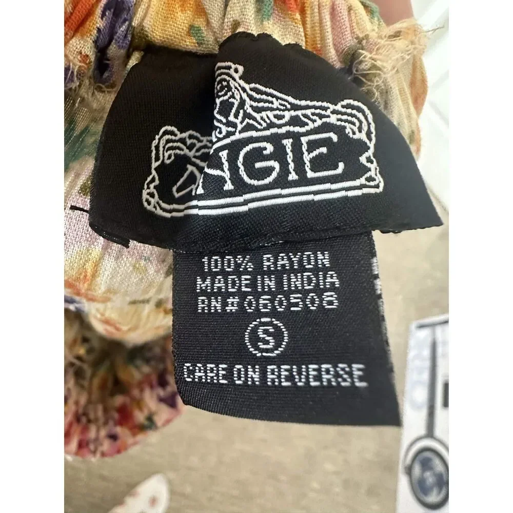 Angie Floral Tiered Mini Dress Boho Tie Back Spaghetti Strap Cottagecore Size S - Picture 6 of 9